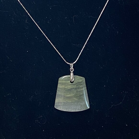 Natural Green Hair Stone Pendant, Large Genuine Gemstone Pendant - Picture 7 of 11